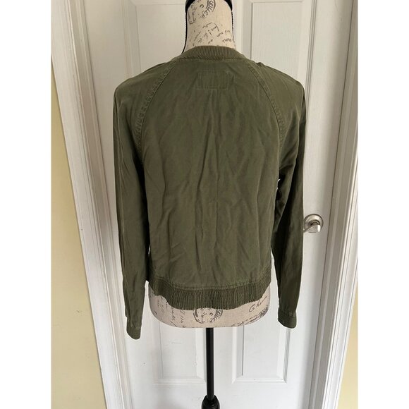 American Eagle Bomber Jacket Green Military Lightweight Zip Up Academia Small - Picture 4 of 7